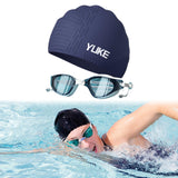 Maxbell Swim Goggles & Swim Cap Set Eyewear Comfortable Lightweight Swimming Goggles Dark Blue