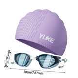 Maxbell Swim Goggles & Swim Cap Set Eyewear Comfortable Lightweight Swimming Goggles Purple