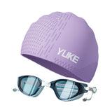 Maxbell Swim Goggles & Swim Cap Set Eyewear Comfortable Lightweight Swimming Goggles Purple