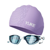 Maxbell Swim Goggles & Swim Cap Set Eyewear Comfortable Lightweight Swimming Goggles Purple