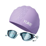 Maxbell Swim Goggles & Swim Cap Set Eyewear Comfortable Lightweight Swimming Goggles Purple