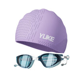 Maxbell Swim Goggles & Swim Cap Set Eyewear Comfortable Lightweight Swimming Goggles Purple