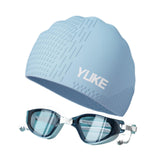 Maxbell Swim Goggles & Swim Cap Set Eyewear Comfortable Lightweight Swimming Goggles Light Blue