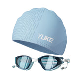 Maxbell Swim Goggles & Swim Cap Set Eyewear Comfortable Lightweight Swimming Goggles Light Blue