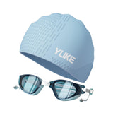 Maxbell Swim Goggles & Swim Cap Set Eyewear Comfortable Lightweight Swimming Goggles Light Blue