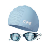 Maxbell Swim Goggles & Swim Cap Set Eyewear Comfortable Lightweight Swimming Goggles Light Blue