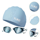Maxbell Swim Goggles & Swim Cap Set Eyewear Comfortable Lightweight Swimming Goggles Light Blue