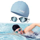 Maxbell Swim Goggles & Swim Cap Set Eyewear Comfortable Lightweight Swimming Goggles Light Blue
