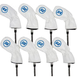 Maxbell 8Pcs Golf Iron Head Covers Golfer Gift Golf Wedge Covers Set Protector Guard White