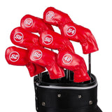 Maxbell 8Pcs Golf Iron Head Covers Golfer Gift Golf Wedge Covers Set Protector Guard Red