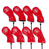Maxbell 8Pcs Golf Iron Head Covers Golfer Gift Golf Wedge Covers Set Protector Guard Red