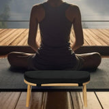 Maxbell Meditation Bench Soft Bamboo Kneeling Stool for Balcony Bedroom Tea Ceremony Black