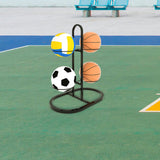Maxbell Ball Storage Rack Metal Multifunctional Basketball Rack for Indoor Gym Rugby 4 Tier Black