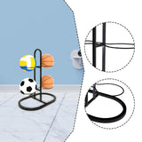 Maxbell Ball Storage Rack Metal Multifunctional Basketball Rack for Indoor Gym Rugby 4 Tier Black