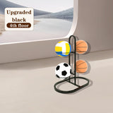 Maxbell Ball Storage Rack Metal Multifunctional Basketball Rack for Indoor Gym Rugby 4 Tier Black