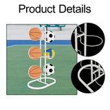 Maxbell Ball Storage Rack Metal Multifunctional Basketball Rack for Indoor Gym Rugby 6 Tier White