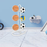 Maxbell Ball Storage Rack Metal Multifunctional Basketball Rack for Indoor Gym Rugby 6 Tier White