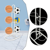 Maxbell Ball Storage Rack Metal Multifunctional Basketball Rack for Indoor Gym Rugby 6 Tier White