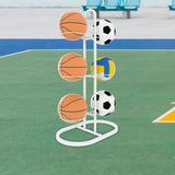 Maxbell Ball Storage Rack Metal Multifunctional Basketball Rack for Indoor Gym Rugby 6 Tier White