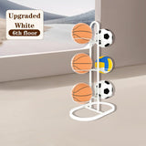 Maxbell Ball Storage Rack Metal Multifunctional Basketball Rack for Indoor Gym Rugby 6 Tier White
