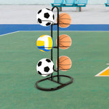 Maxbell Ball Storage Rack Metal Multifunctional Basketball Rack for Indoor Gym Rugby 6 Tier Black