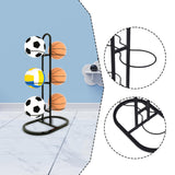 Maxbell Ball Storage Rack Metal Multifunctional Basketball Rack for Indoor Gym Rugby 6 Tier Black