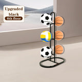 Maxbell Ball Storage Rack Metal Multifunctional Basketball Rack for Indoor Gym Rugby 6 Tier Black