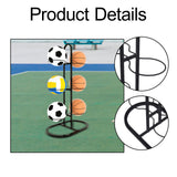 Maxbell Ball Storage Rack Metal Multifunctional Basketball Rack for Indoor Gym Rugby 6 Tier Black