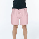 Maxbell Mens Workout Shorts Drawstring with Zipper Pockets for Exercise Fitness Pink S