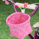 Maxbell Kids Bike Basket Decoration Gift Handwoven Compact Supplies Handlebar Basket Pink