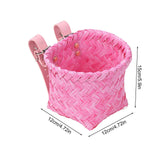 Maxbell Kids Bike Basket Decoration Gift Handwoven Compact Supplies Handlebar Basket Pink