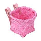 Maxbell Kids Bike Basket Decoration Gift Handwoven Compact Supplies Handlebar Basket Pink