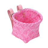 Maxbell Kids Bike Basket Decoration Gift Handwoven Compact Supplies Handlebar Basket Pink