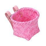 Maxbell Kids Bike Basket Decoration Gift Handwoven Compact Supplies Handlebar Basket Pink