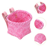 Maxbell Kids Bike Basket Decoration Gift Handwoven Compact Supplies Handlebar Basket Pink