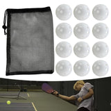 Maxbell 12Pcs Outdoor Pickleballs 26 Holes Portable with Storage Bag for Competition White