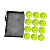 Maxbell 12Pcs Outdoor Pickleballs 26 Holes Portable with Storage Bag for Competition Yellow Green