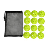 Maxbell 12Pcs Outdoor Pickleballs 26 Holes Portable with Storage Bag for Competition Yellow Green