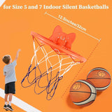 Maxbell Silent Basketball and Hoop Set Parent Child Interactive Toy Gift Silent Ball Blue
