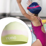 Maxbell Kids Swim Cap for Long Hair Swimming Hat for Swimming Pool Diving Snorkeling Green Pink