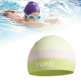 Maxbell Kids Swim Cap for Long Hair Swimming Hat for Swimming Pool Diving Snorkeling Green Pink