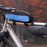 Maxbell Bicycle Front Frame Bag Stable Bike Top Tube Bag for Commuting Travel Hiking Black Blue