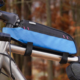 Maxbell Bicycle Front Frame Bag Stable Bike Top Tube Bag for Commuting Travel Hiking Black Blue
