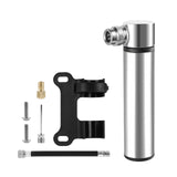 Maxbell Mini Bicycle Pump CNC Fast Inflation Repair Tool Universal 120 PSI Tire Pump Silver and Bracket