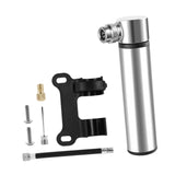 Maxbell Mini Bicycle Pump CNC Fast Inflation Repair Tool Universal 120 PSI Tire Pump Silver and Bracket
