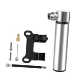 Maxbell Mini Bicycle Pump CNC Fast Inflation Repair Tool Universal 120 PSI Tire Pump Silver and Bracket