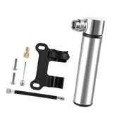 Maxbell Mini Bicycle Pump CNC Fast Inflation Repair Tool Universal 120 PSI Tire Pump Silver and Bracket