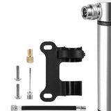 Maxbell Mini Bicycle Pump CNC Fast Inflation Repair Tool Universal 120 PSI Tire Pump Silver and Bracket