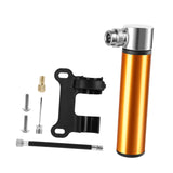 Maxbell Mini Bicycle Pump CNC Fast Inflation Repair Tool Universal 120 PSI Tire Pump Gold and Bracket