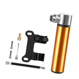 Maxbell Mini Bicycle Pump CNC Fast Inflation Repair Tool Universal 120 PSI Tire Pump Gold and Bracket